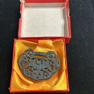 Lucky bat dark green Burma jade pendant